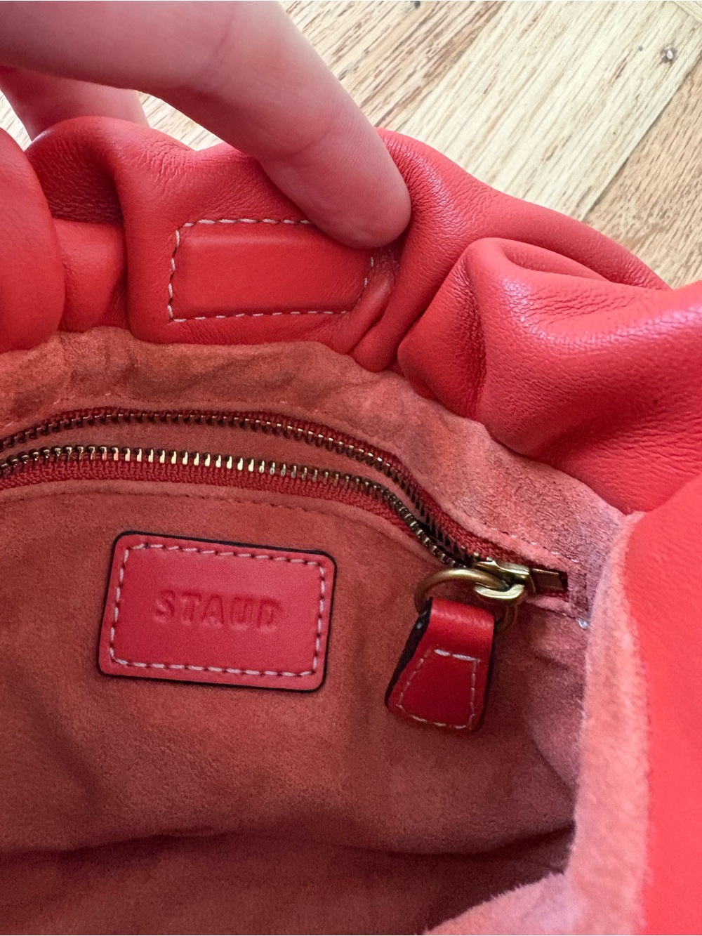 Staud Kiki blood orange red Ruched Crossbody Bag - Picture 4 of 11